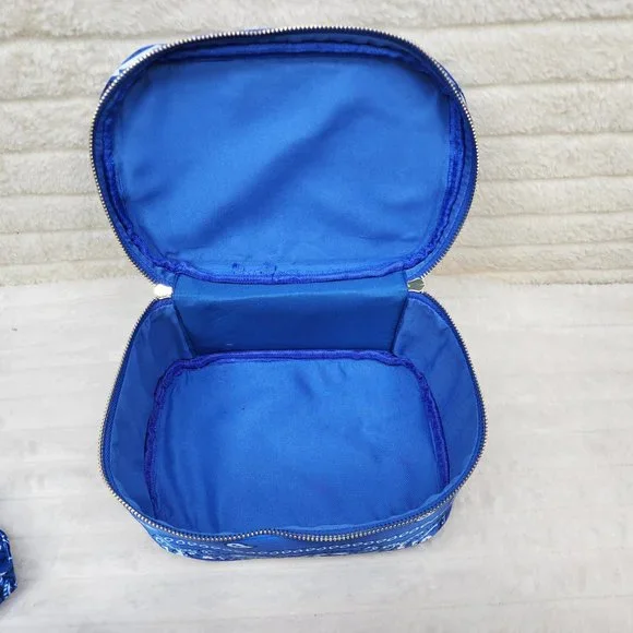 Blue Or Black Bandana Hard Case Make - Up Bag Purse Set of 3 per color - Picture 3 of 16